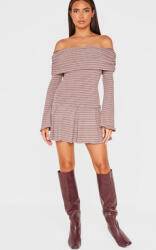Prettylittlething Kötött Ruha Mini Bardot, Size 38, többszínű, 94% poliészter