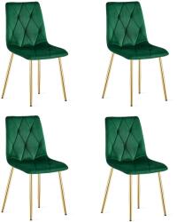 FDY Set 4 Scaune Bucatarie/Dining Fido Catifea Verde Picioare Aurii