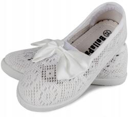  Fehér, áttört, csipkés tornacipő, masnival, Size 26 (CB-S151-26)