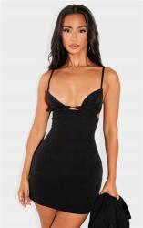 Prettylittlething Petite Fekete Ruha, mini vállpántokkal, Size S