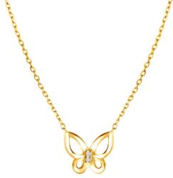 SAVICKI Колие с пеперуда, злато 585, с бели диаманти, 0.01К, 45 см - savicki - 958,36 лв