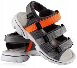 Enplus fiú szandál, Size 33, szürke-narancssárga, tépőzáras, bőr talpbetét (TT1201-2)