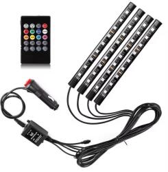 Andowl Lumini ambientale auto, Kit interior LED RGB cu telecomanda : Model - 9 Led-uri (Q-CD58)