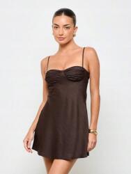 Shein CC53314 Shein Trapéz Alakú Barna Ruha Mini Pántos (45) S