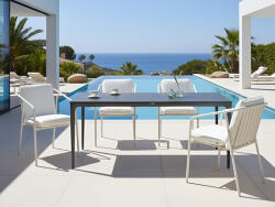 MAXISHOP Italia Collection Masa dining de exterior SOVARETO 180 cm 90 cm efect de piatra Gri inchis (651922)