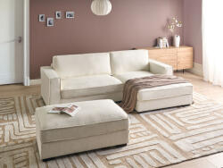 MAXISHOP Italia Collection Coltar RENDERS Boucle Alb-murdar cu otoman Stanga (625585) Canapea