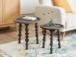 MAXISHOP Italia Collection Set de 2 mese laterale MARNOO Lemn de mango Maro inchis (554654)