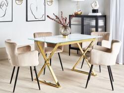 MAXISHOP Italia Collection Masa de dining ATTICA Marmura Auriu 120 cm 70 cm Sticla securizata (484510)