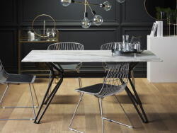 MAXISHOP Italia Collection Masa de dining BALLINA Alb marmura 160 cm 90 cm Sticla securizata (478716)