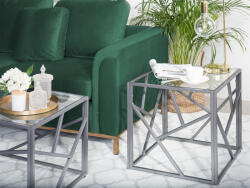 MAXISHOP Italia Collection Masa laterala ORLAND Sticla Argintiu (472570)