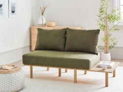 MAXISHOP Italia Collection Canapea cu 2 locuri SALO Boucle Verde inchis cu mese (523310) Canapea
