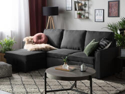 MAXISHOP Italia Collection Coltar extensibil cu 3 locuri NESNA Negru cu depozitare Dreapta (472021) Canapea