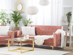 MAXISHOP Italia Collection Canapea extensibila cu 3 locuri ABERDEEN Catifea Roz (473889) Canapea