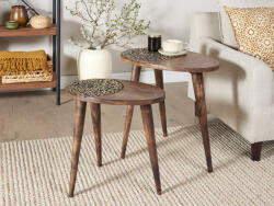 MAXISHOP Italia Collection Set de 2 mese laterale KHETUA Lemn de mango Maro (486329)