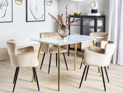 MAXISHOP Italia Collection Masa de dining MULGA Marmura Auriu 120 cm 70 cm Sticla securizata (484511)