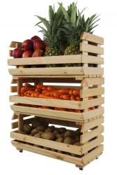 MAMUTEX fából készült zöldségtartó 810x370x300 mm - 3 doboz, fenyő (Mamutex)