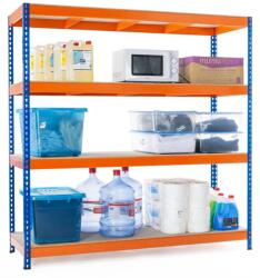 MAMUTEX Lakkozott kék-narancssárga Mamutex Heavy polc 1800x1200x600 mm - 4 polc, teherbírás 2000 kg