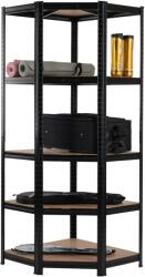 MAMUTEX Lakkozott fém sarokpolc Mamutex Standard 1800x700x400x425 mm - 5 polc, terhelhetőség 875 kg, fekete