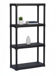 MAMUTEX Műanyag polc Mamutex 133x70x30 cm - 4 polc, teherbírás 80 kg, fekete
