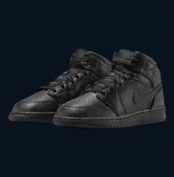 Nike Air Jordan 1 Mid (GS) "Triple Black" [ 37.5 ] (554725-093)