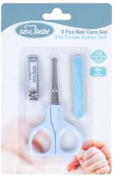 SeviBebe Set 3 accesorii ingrijire unghii albastru Sevibebe