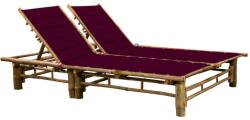 vidaXL kétszemélyes bambusz napozóágy párnákkal (3063954)