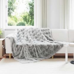 vidaXL Műnyúl szőrmés takaró 4 pcs Szürke 240 x 270 cm Poliészter (42021816)