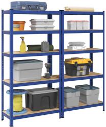 vidaXL 2 db 5-szintes kék acél és szerelt fa tárolópolc (4016950)
