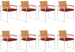 vidaXL 8 db tömör akácfa kerti szék párnákkal (3078545)