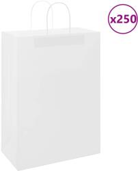 vidaXL 250 db fehér papírzacskók fogantyúkkal 32x17x44 cm (4101622)