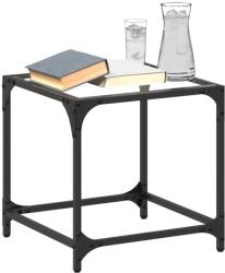 vidaXL 2 db acél dohányzóasztal átlátszó üveglappal 40 x 40 x 40 cm (845959)