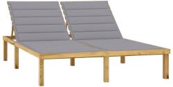 vidaXL impregnált fenyőfa kétszemélyes napozóágy szürke párnákkal (3065880)