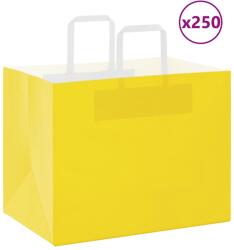 vidaXL 250 db sárga papírzacskók fogantyúkkal 32x22x24 cm (4102015)