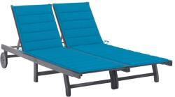 vidaXL 2 személyes szürke tömör akácfa kerti napozóágy párnával (3061393)