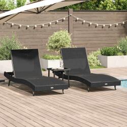 vidaXL Napozó 3 pcs Fekete 197 x 70 x 82 cm polirattan (3381203)