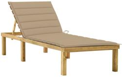 vidaXL impregnált fenyőfa napozóágy bézs párnával (3065852)