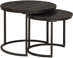 vidaXL Fészkelt Kávézó Asztalok 2 pcs Fekete Tömör mangófa és acél (4104642)