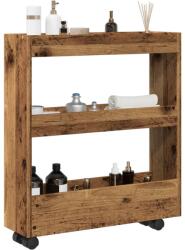 vidaXL 3 szintes antik fa színű szerelt fa keskeny tárolókocsi (855248)