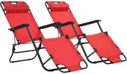 vidaXL 2 db piros összecsukható acél napozóágy lábtartóval (44344)