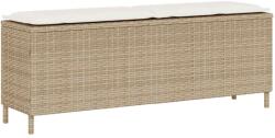 vidaXL bézs polyrattan kerti pad párnával 110x30x40, 5 cm (4104158)