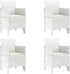 vidaXL Kerti Szék párnával 4 pcs Fehér 53 x 49 x 85 cm Polipropilén (847482)