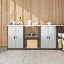 vidaXL Konyhai Tároló Készlet polcokkal 3 pcs Ezüst Rozsdamentes acél (3392698)