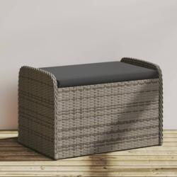 vidaXL szürke polyrattan tárolópad párnával 80 x 51 x 52 cm (365731)