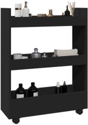 vidaXL 3 szintes fekete szerelt fa keskeny tárolókocsi (855251)