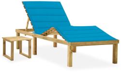 vidaXL impregnált fenyőfa kerti napozóágy asztallal és párnával (3065868)