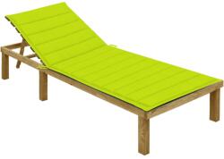 vidaXL impregnált fenyőfa napozóágy élénkzöld párnával (3065830)