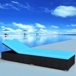 vidaXL fekete polyrattan napozóágy párnával (44406)