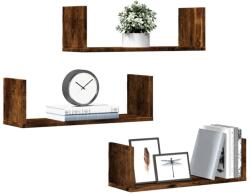 vidaXL 3 db füstös tölgy színű szerelt fa falipolc 58 x 18 x 18 cm (853285)