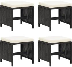 vidaXL 4 db fekete polyrattan kerti ülőke párnákkal (316805)
