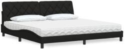 vidaXL fekete szövet ágy matraccal 200x200 cm (3310764)